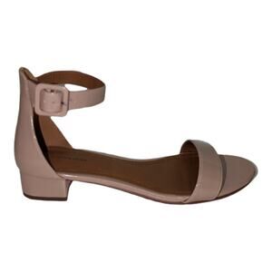 14th & Union Sandle Ankle Strap Nude Patent Vegan Leather Low Block Heel 8.5